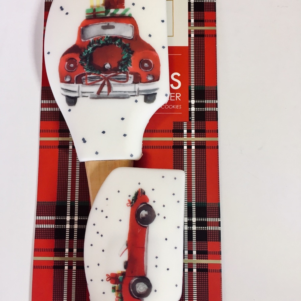 2 Silicone Xmas Red Cars Spatulas + Cutter Sports